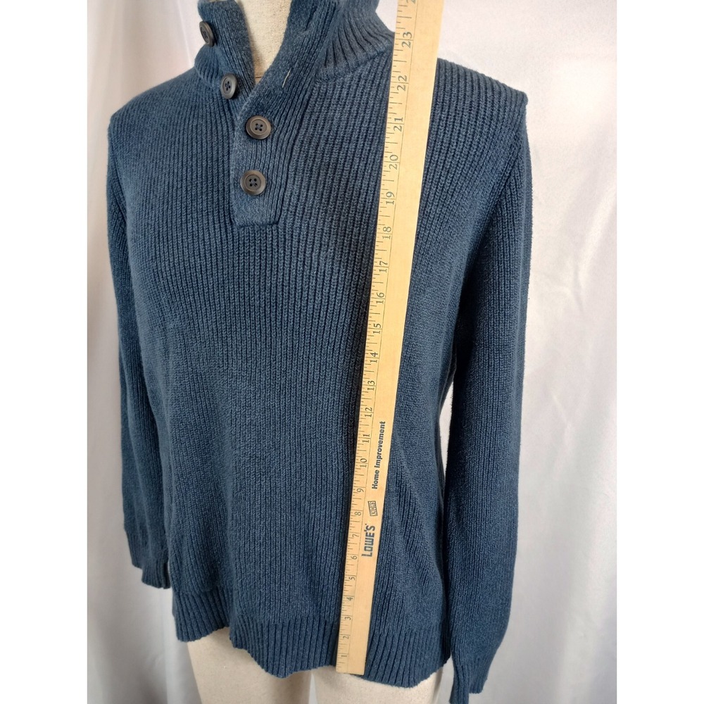 GH Bass & Co. Men's Pullover Sweater Size XL Blue 1/4 Button Up Heavy Warm - Picture 12 of 12